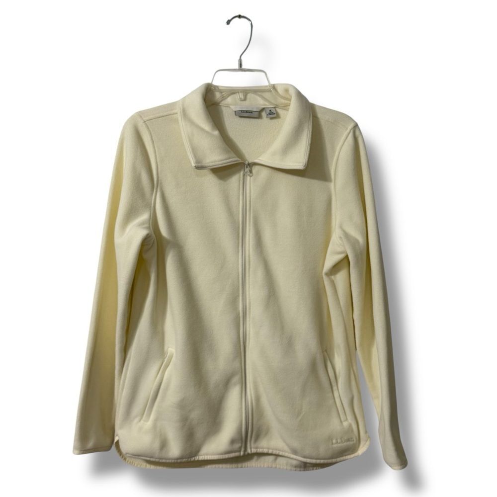 L.L. Bean White Full Zip Fleece Jacket Cozy Layer Gorpcore Women’s Medium